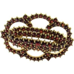 Antique Victorian Gold Wash 900 Silver Garnet Brooch #2965